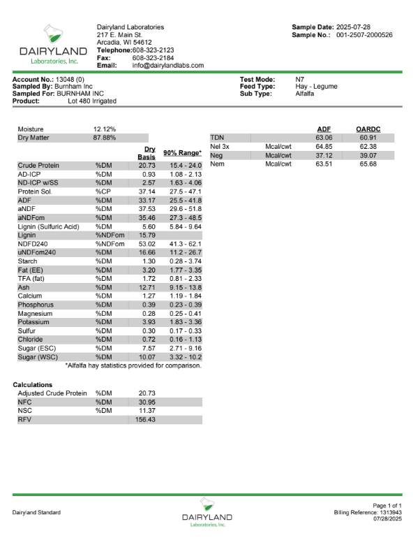 Lot 480 - 160 RFV Alfalfa